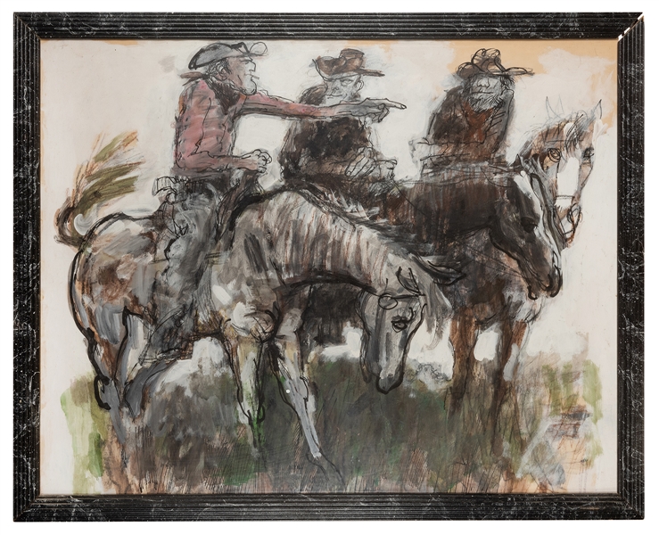 Acrylic Illustration of Cowboys.
