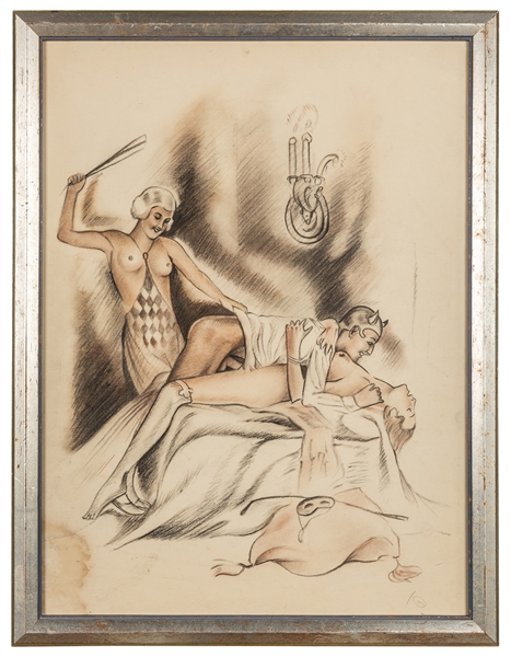 Unsigned Original Erotic Illustration.