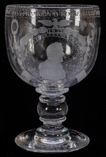 Vernay FDR 1933 Inauguration Etched Crystal Goblet.