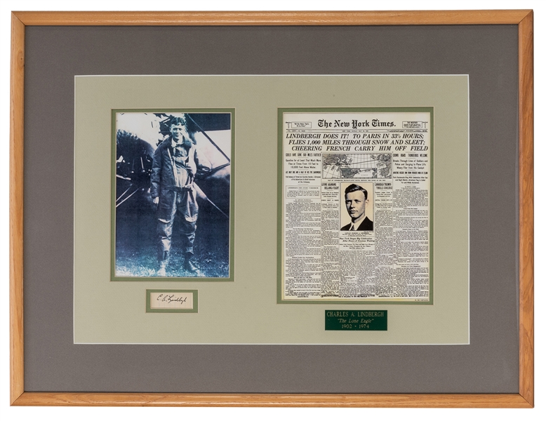 Charles Lindbergh Framed Autograph Display.