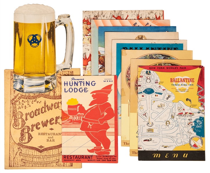 New York World’s Fair. Group of 13 Brewery Related Menus. 