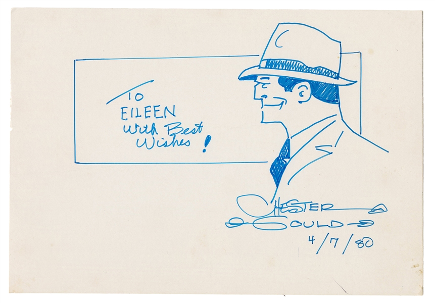 Chester Gould Original Signed Dick Tracy Illustration.
