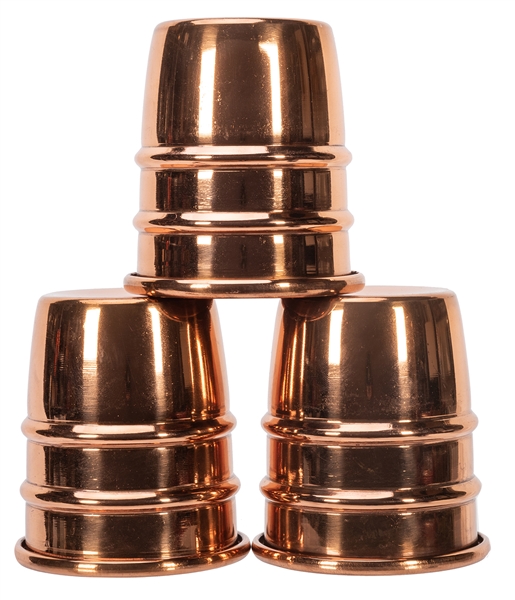Set of Large Copper Plated Cups.