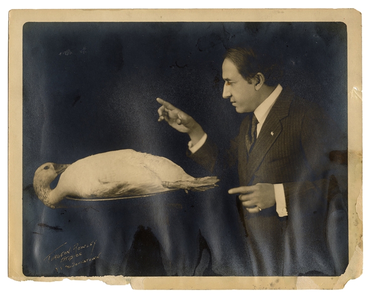 Thurston Hypnotizing a Duck. Photo and Throw Out Card.