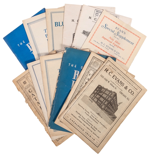H.C. Evans & Co. Catalogs and Blue Books. Lot of Eleven.