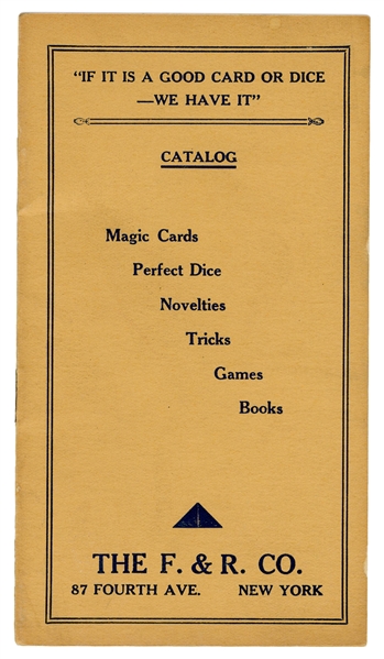 F & R. Co. Magic Cards, Perfect Dice, Novelties, Tricks, Games and Books.