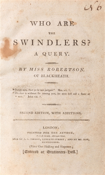 Who Are the Swindlers? A Query. Second Edition, with Additions.