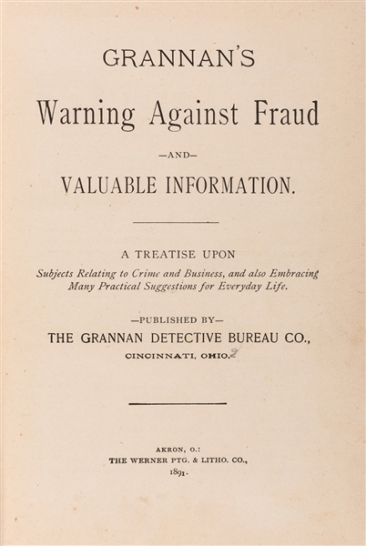 Grannan’s Warning Against Fraud. Signed.