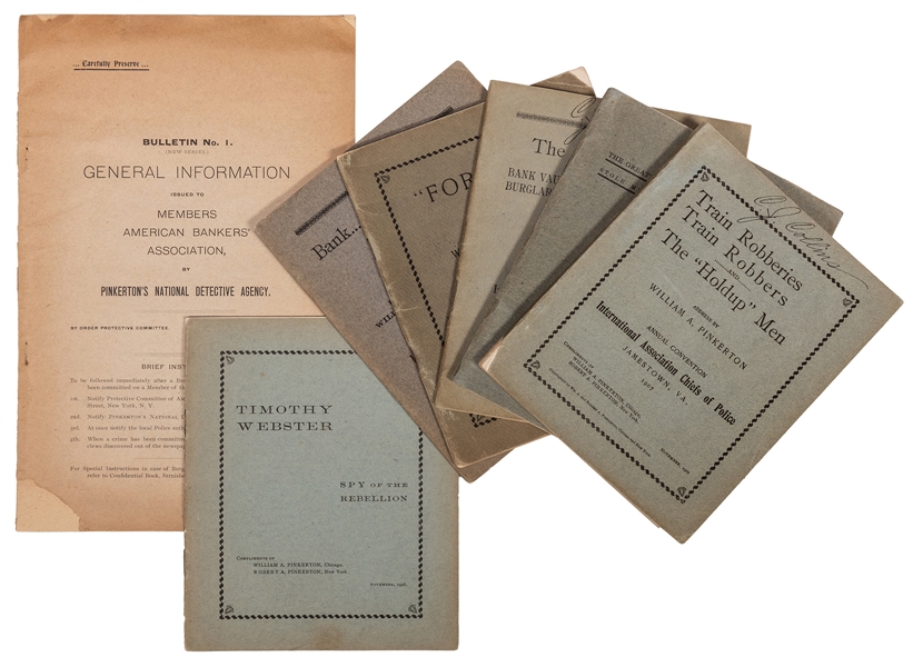 Group of Six Pinkerton Pamphlets on Criminals.