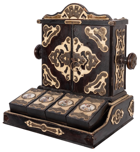 Fancy Antique Card Press and Game Cabinet.