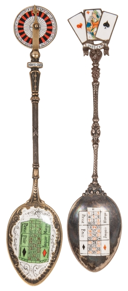 Two Monte Carlo Enamel Souvenir Spoons. 