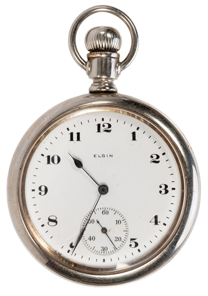 Etched Elgin Playing Cards Pocket Watch.