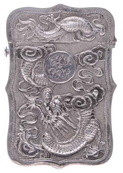 Silver Card Case Presented by Chung Ling Soo to his Mechanic.