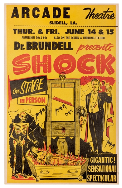 Dr. Brundell Presents Shock on Stage.