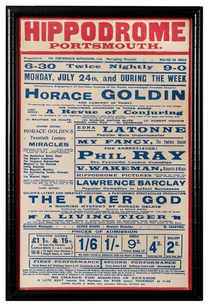 Horace Goldin. Portsmouth Hippodrome.