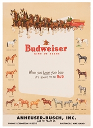 Budweiser. King of Beers. Baltimore: Anheuser-Busch, 1953. 