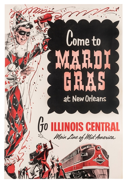Illinois Central. Come to Mardi Gras. 1953.