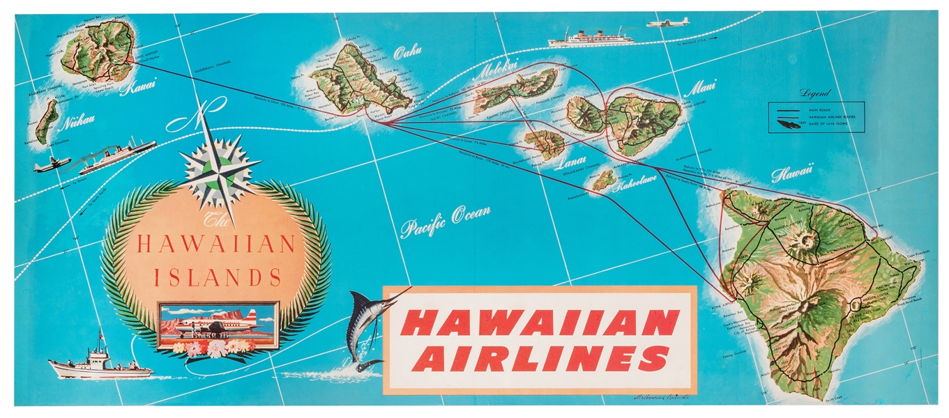 Brindle, Melbourne (1904-1995). The Hawaiian Islands. Hawaiian Airlines. 