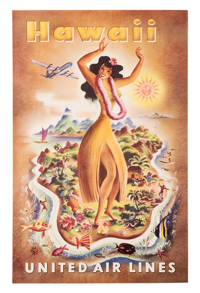 Feher, Joseph (1909-1987). Hawaii. United Airlines. Circa 1950s. 