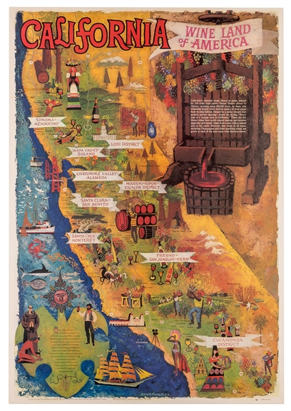 Gonzalez, Amado (1913-2007). California. Wine Land of America. 