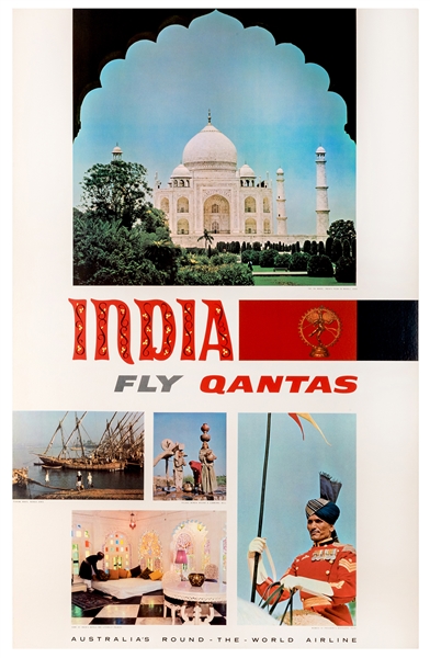 India. Fly Qantas. 1965.