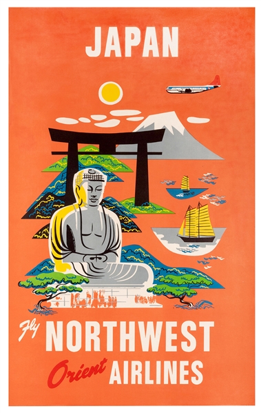 Japan. Fly Northwest Orient Airlines. 