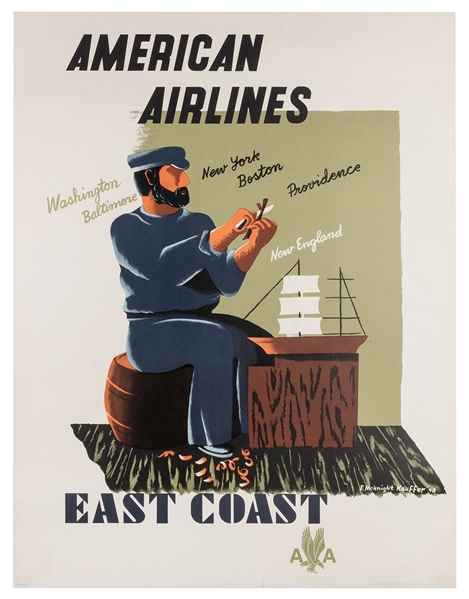 Kauffer, Edward Mcknight (1890-1954). American Airlines. East Coast. 1948. 