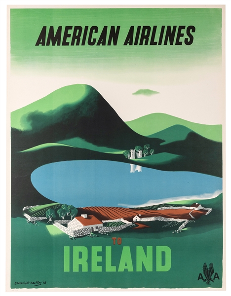 Kauffer, Edward Mcknight (1890 – 1954). American Airlines to Ireland. 1948.