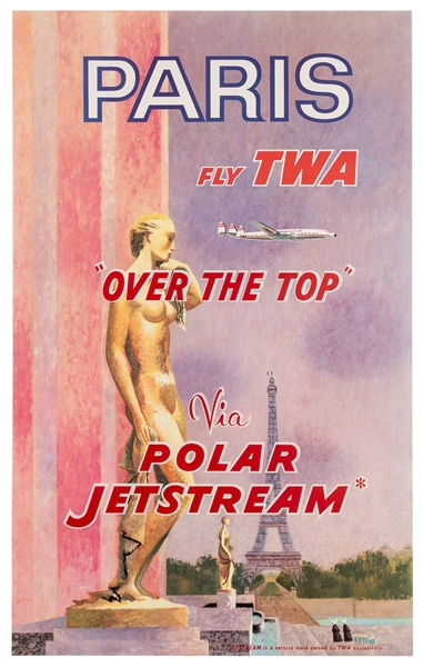 Klein, David (1918-2005). Paris. Fly TWA. Via Polar Jetstream.
