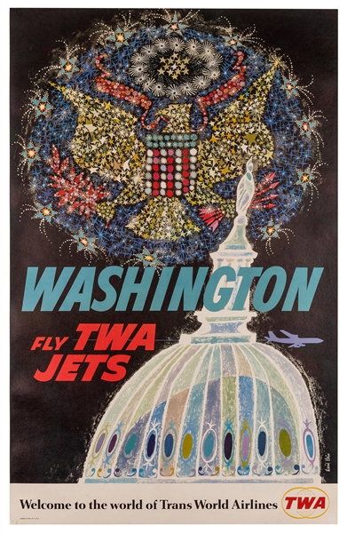 Klein, David (1918-2005). Washington. Fly TWA Jets. 