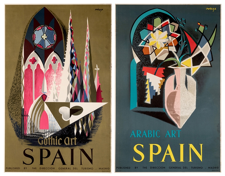 Ortega. Spain. Two Original Travel Posters. 