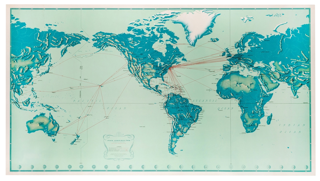 Pan American Airways System. World Map 1956. 