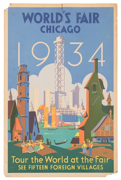 Pursell, Weimer (American, 1906 – 1974). World’s Fair Chicago. See Fifteen Foreign Villages. 