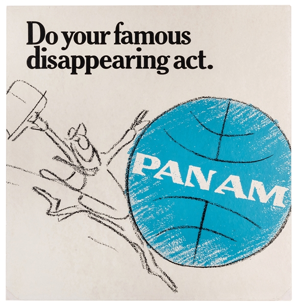 Syverson, Henry “Hank” (1918-2007). Pan Am. Do Your Famous Disappearing Act. 1970s. 