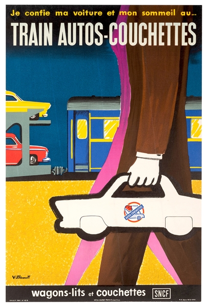 Villemot, Bernard (French, 1911-1989). Train Autos-Couchettes. 