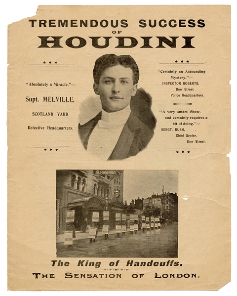Houdini, Harry (Ehrich Weisz). Tremendous Success of Houdini. 