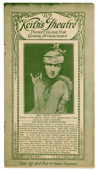 [Houdini, Harry (Ehrich Weisz)] B.F. Keith’s Pocket Guide for Coming Attractions, featuring Houdini.