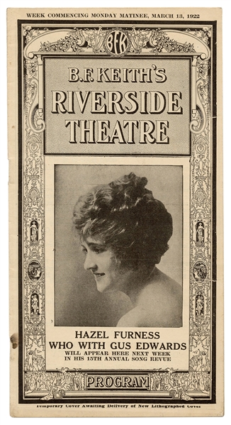 [Houdini, Harry (Ehrich Weisz)] B.F. Keith’s Riverside Theatre Program, featuring Houdini. 