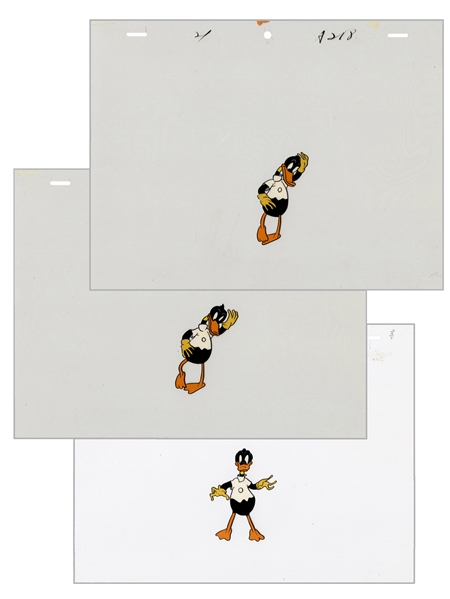  Daffy Duck. Trio of Animation Cels. 