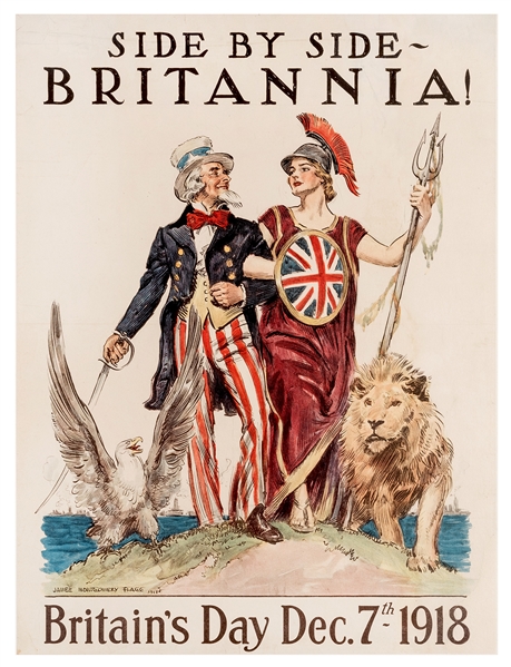 Flagg, James Montgomery (American, 1870-1960). Side by Side—Britannia! / Britain’s Day Dec. 7th. 1918. 