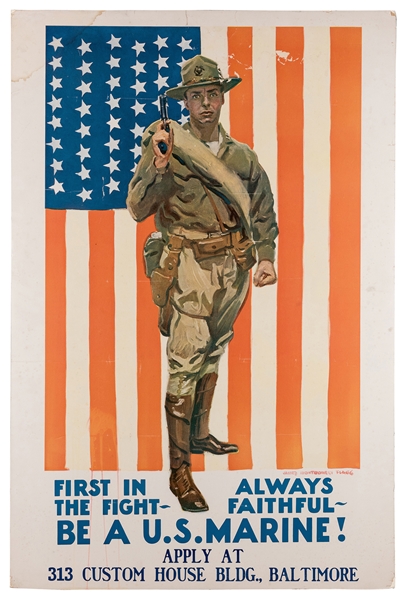 Flagg, James Montgomery (1870-1960). Be A U.S. Marine! Circa 1918. 