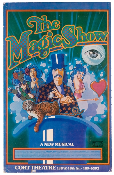 Henning, Doug. The Magic Show. Window Card Signed by Doug Henning. 1974. 