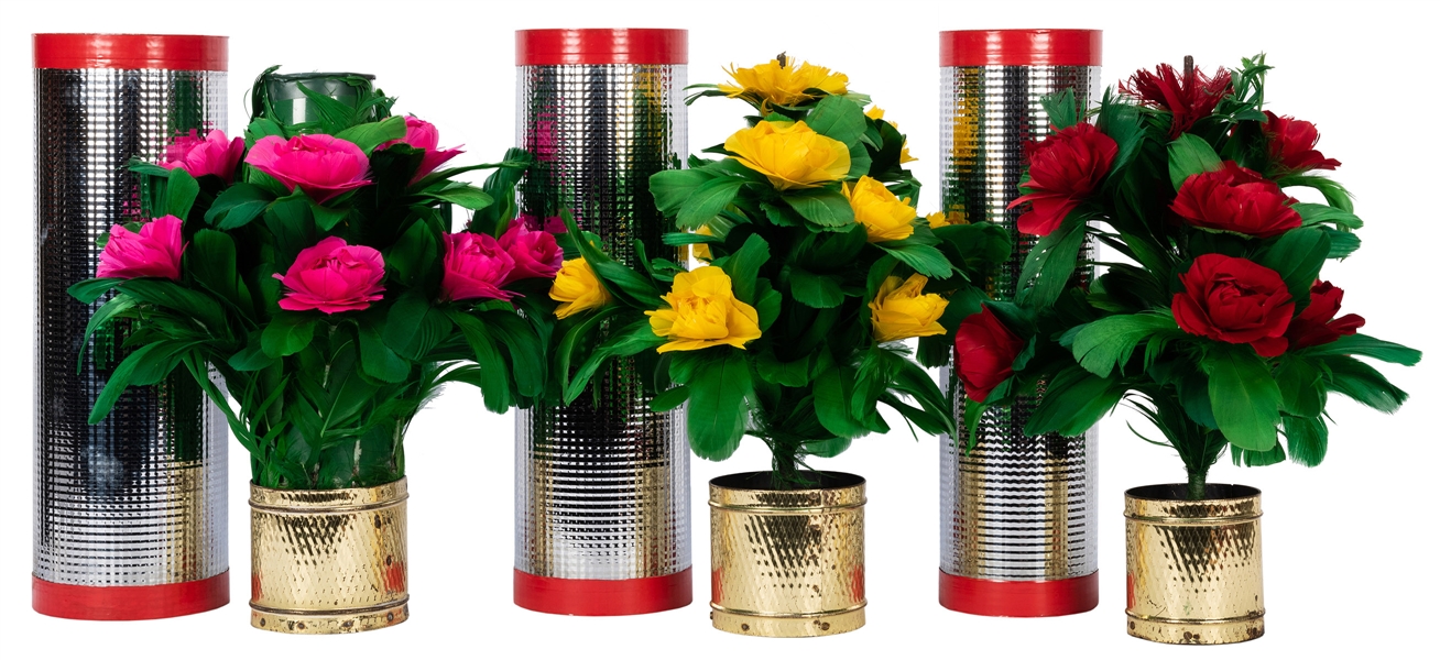 Triple Floral Cylinders.