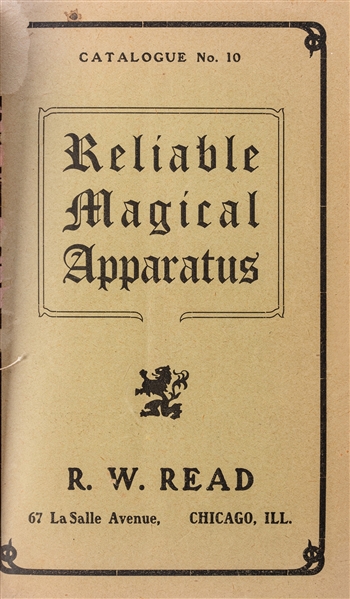 R.W. Read Reliable Magical Apparatus. Catalogue No. 10.