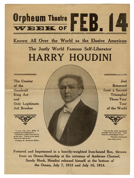 The Justly World Famous Self-Liberator Harry Houdini.