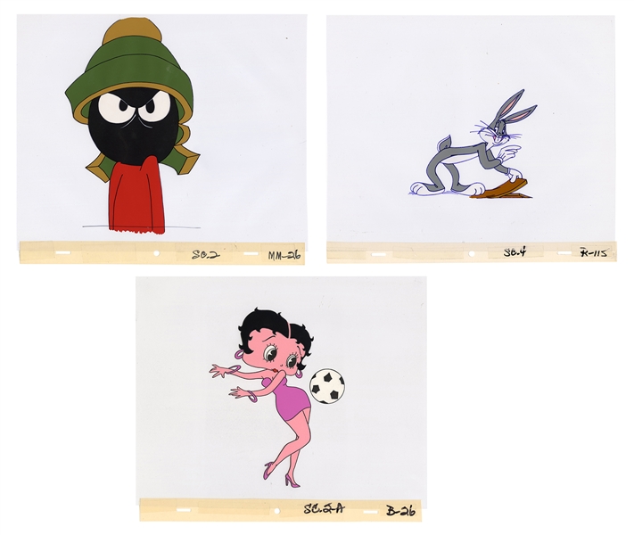  Trio of Hand-Painted Animation Cels. Looney Tunes and Betty Boop. 