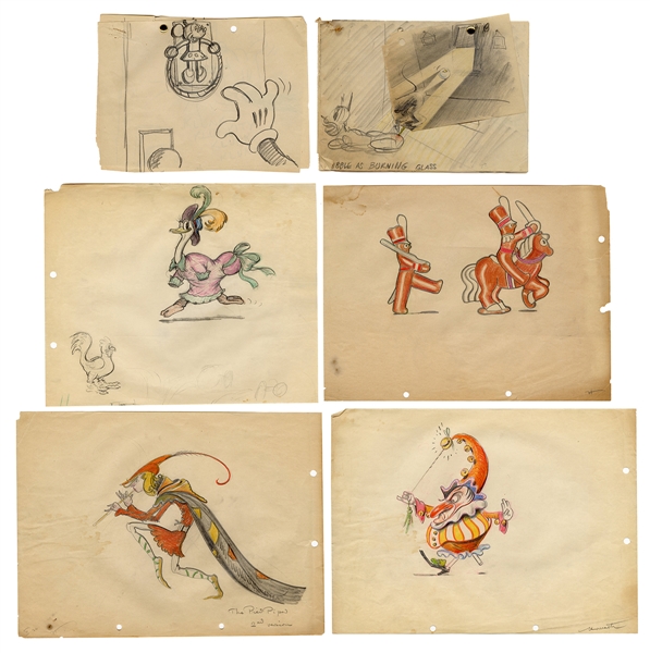  Walt Disney Studios. Group of Seven Character Drawings and Sequences. 