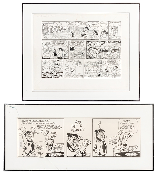  Flintstones Original Comic Strip Art. 2 pcs. 