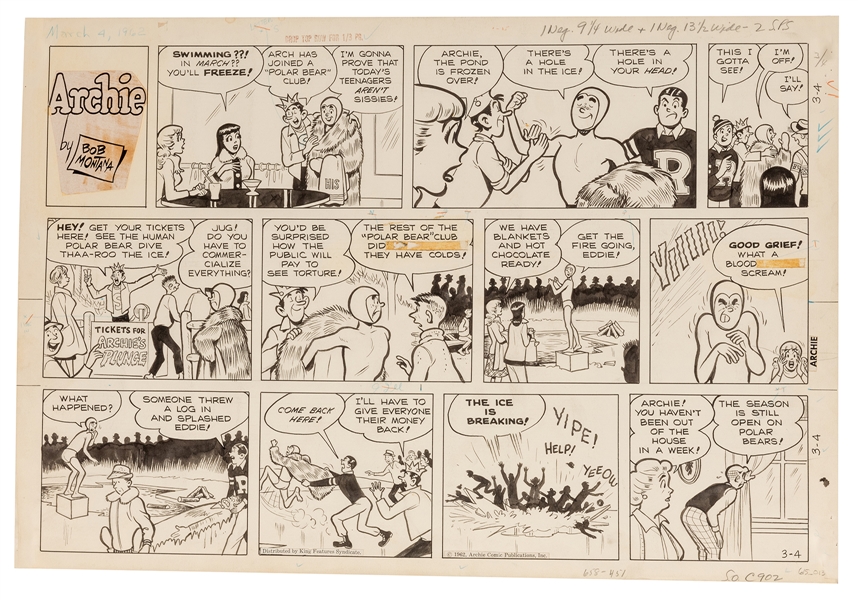 Archie Original Daily Comic Strip Art. 