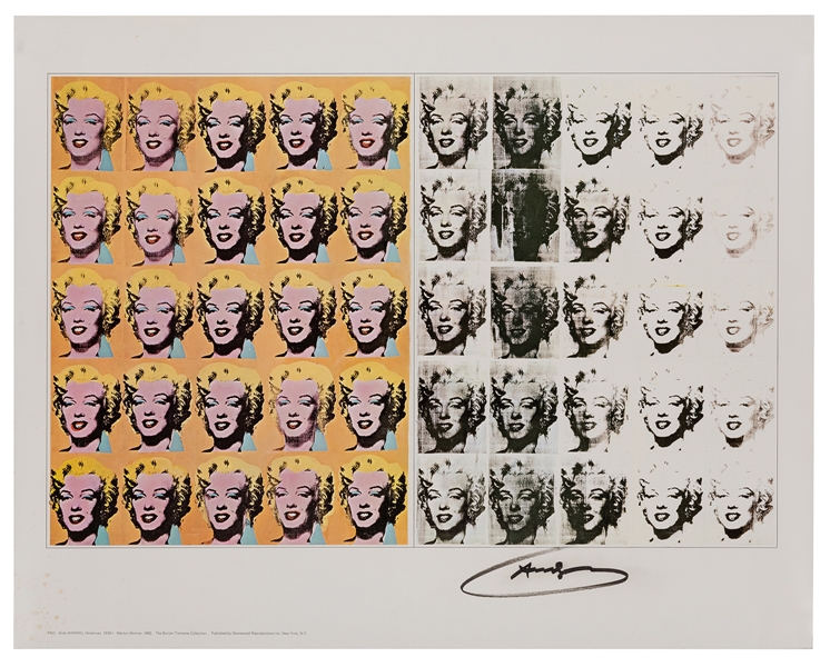 Marilyn Monroe Poster Signed by Andy Warhol. 